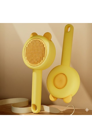 Metal Dişli, Kendini Temizleyen, Evcil Hayvan Bakım Fırçası - Sarı
