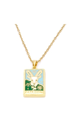 Çelik Kolye, Altın Kaplama Oğlak Burcu Kadın Kolyek-134 Altın