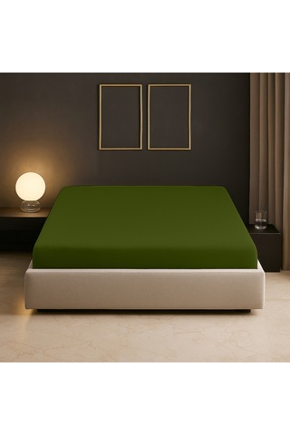 %100 Pamuk Battal Boy King Size 280x280 Cm Düz Çarşaf Koyu Yeşil