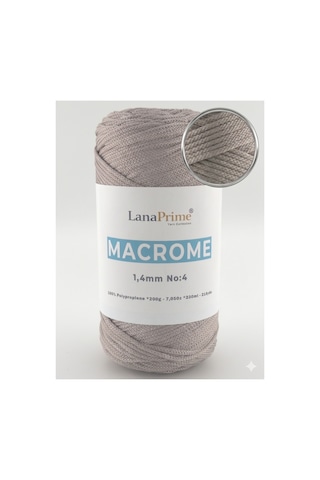 Lanaprime Makrome Örgü İpi 1,4mm 230mt Çanta İpi 200gr Polipropilen - Taş