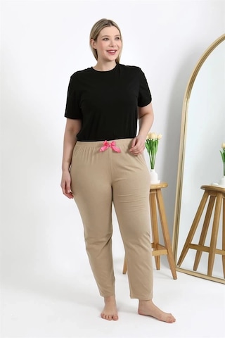 Mtm My The Mall Kadın Pamuklu Büyük Beden Alt Pijama Bej Bej