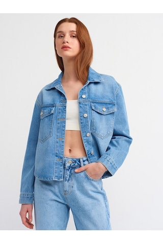 Dilvin Cepli Denim Gömlek Mavi