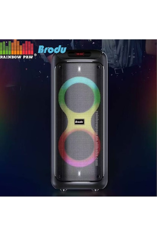 Brodu Bts-2258 Karaoke Taşınabilir Hoparlör Rgb İşık Çift 6.5 İnç Subwoofer Parti Hoparlör Bt Usb Tf Mp3 Çalar Kablosuz Mikrofon
