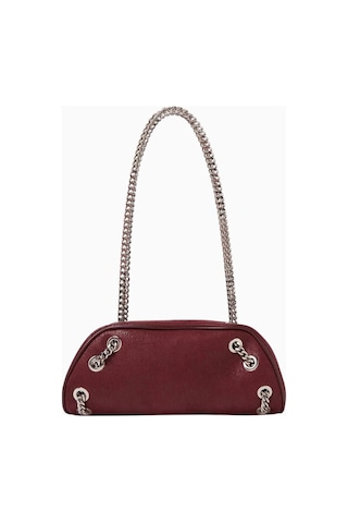 Stella Mccartney Shaggy Deer Vegan Deri Falabella, Zincir Detaylı Bowling Omuz Çantası Koyu Kırmızı