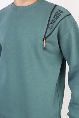 Fermuarlı Respect Baskılı Siyah Erkek Çocuk Sweatshirt-90844 Yeşil