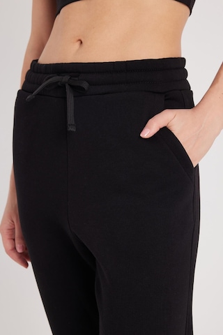 Tudors Kadın Relax Fit Rahat Kesim Şardonlu 3 Cepli Lastikli Jogger Paça Siyah Eşofman Altı-37884