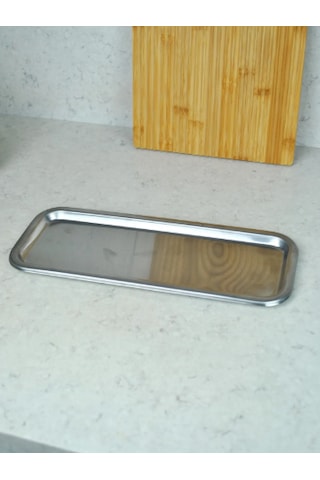 Paslanmaz Çelik Sunum Tepsisi Pastane Tepsi 33cm X 13 Cm