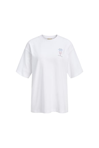 Jack & Jones Kadin Sirt Baskili Bol Kalip Tisört - Millow - 12297856 Beyaz