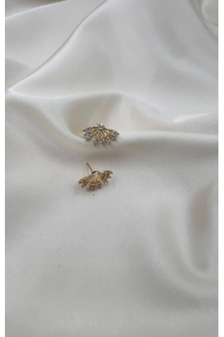 Bb Çelik Çoklu Görünüm Badem Küpe Altın - Beyaz