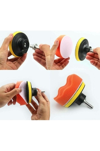 Besthome1 Otomotiv Cila Sünger Seti 7 Parça - M10 Çap, 25mm Kalınlık, Oranj Sponge, Polishing Kiti