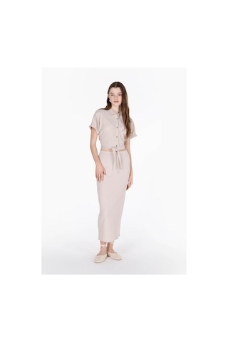 Colins Slim Fit Düz Kadın Bej Etek Cl1075023 Q1.v1 Beı Bej