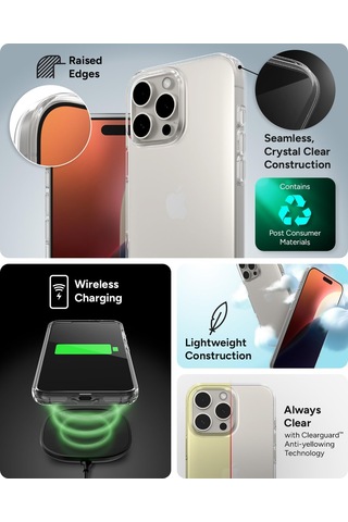 İphone 16 Pro Max İçin Zagg Crystal Palace Lite Kılıfı - Ultra İnce, Grafen Takviyeli Üstün Düşme Koruması, Sararma Önleyici Teknoloji, Kablosuz Şarj Uyumlu, Şeffaf Şeffaf