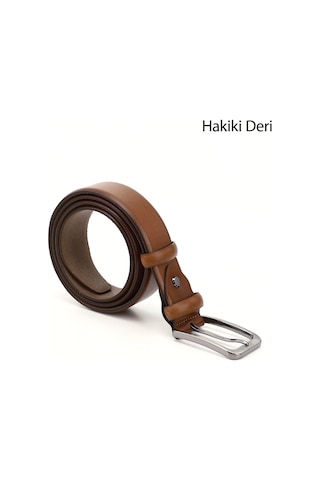 Gönderi R Taba Antik Hakiki Deri 3,5 Cm Klasik Kemer Taba