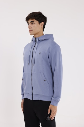Rowinger Metal Uçlu Kordonlu Tam Fermuarlı Bölmeli Ön Cepli Küçük Nakış Logolu Rahat Kalıp Mevsimlik Kapüşonlu Sweatshirt Lightblue