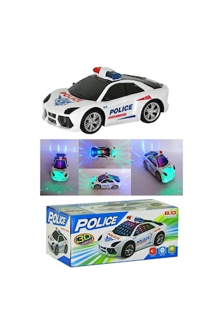 Pilli Polis Arabası 3d Işıklı Oyuncak Sesli Işıklı Polis Arabası