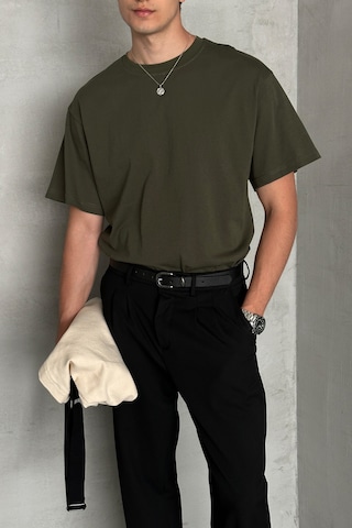 Hyman Erkek %100 Pamuk Oversize Basic T-shirt Yeşil