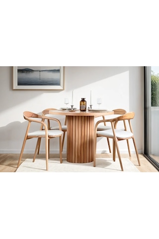 Olimpos İskandinav Natural Ahşap Masa Sandalye Takımı 100x100 Natural