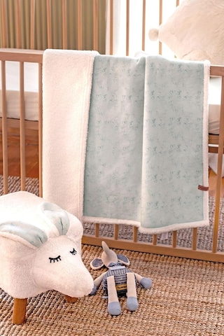 Fluffy Bebek Battaniyesi 80x100 Solid Yeşil Kundak Puset Çift Taraflı Koyun Tüyü Battaniye 100x80 Diğer