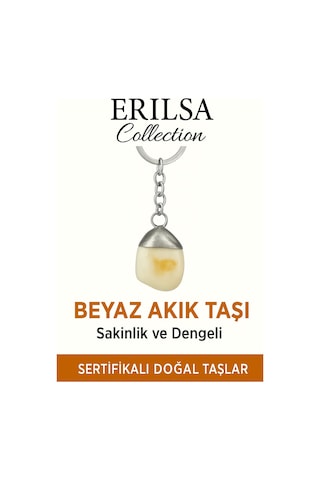 Sertifikalı Beyaz Akik Taşı Anahtarlık Saflık, Huzur Ve