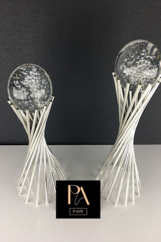 Gümüş K 2'li Ofis Metal Aksesuar Biblo Ev Salon Dekorasyon Obje