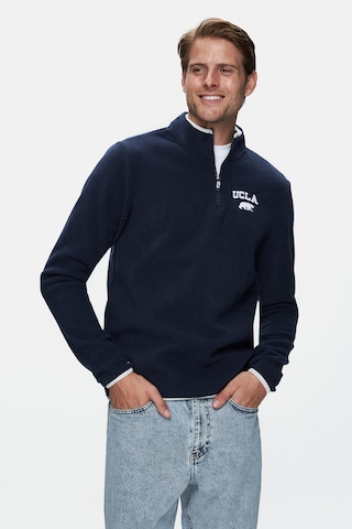Ucla Cornıng Koyu Lacivert Yarım Fermuarlı Nakışlı Polar Standard Fit Erkek Sweatshirt Koyu Lacivert