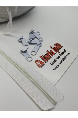 Metrelik Fermuar Beyaz 200 Metre + 200 Başlık