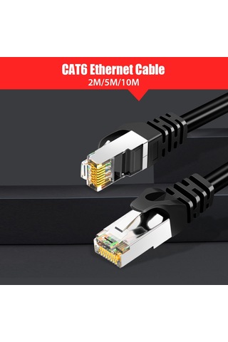 Gajeena Siyah 2m Cat6 Ethernet Kablosu - 1000mbps Hızlı Veri Transferi, Altın Kaplı Rj45, Bilgisayar/router Uyumlu