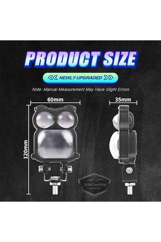 Şeytan Gözlü Baykuş Sis Farı Çakarlı Çift Renk Sarı-beyaz 9-80v Araç Motosiklet Off Road Led Lamba Delici Yayıcı Projektör 50w Metal Arazi Çalışma Lam