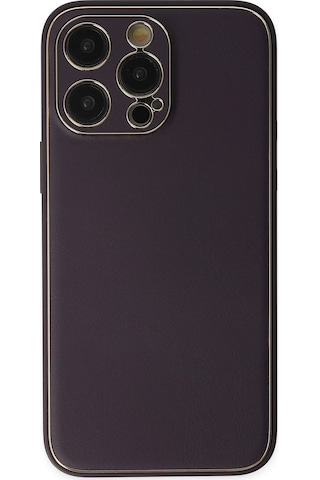 Newface Apple iPhone Uyumlu 13 Pro Max Kılıf Coco Deri Silikon Kapak - Semeglbl - 30 Derin Mor