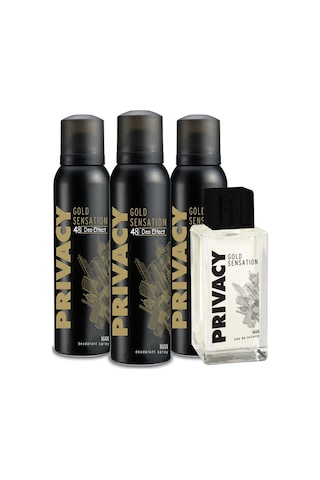Privacy Gold Sensation Erkek Parfüm EDT 100 ML + Gold Sensation Erkek Sprey Deodorant 3 x 150 ML