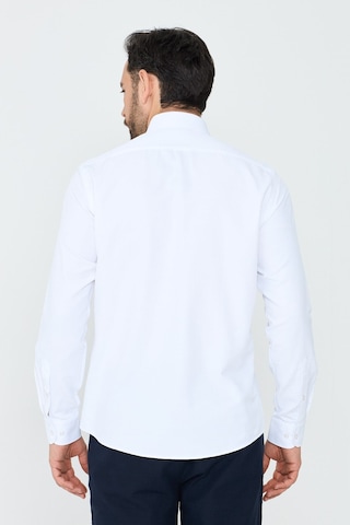 White Stone Beyaz Dokulu Dynamic Fit Erkek Uzun Kollu Gömlek Beyaz-01