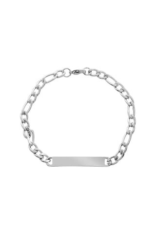 Silver Renk Gurmet Zincirli Basic Model Kişiye Özel İsim/harf Yazılı Erkek Çelik Bileklik