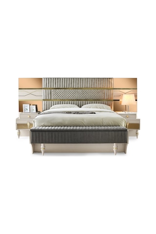 Marsilya Bazalı Karyola Ve Başucu-bench'li +2 Adet Komodin 160 x 200 CM