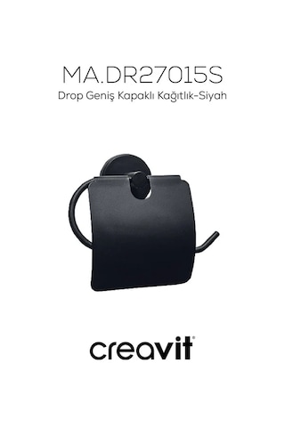 Creavit DR27015S Drop Tuvalet Kağıtlığı (Kapaklı) Siyah