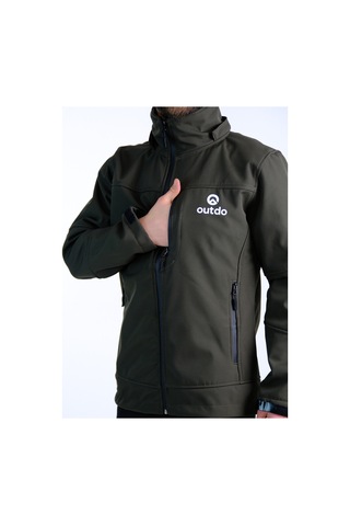 Outdo Premium Softshell Çıkarılabilir Kapüşonlu Mont Rüzgar Geçirmez Su İticidir Haki Haki