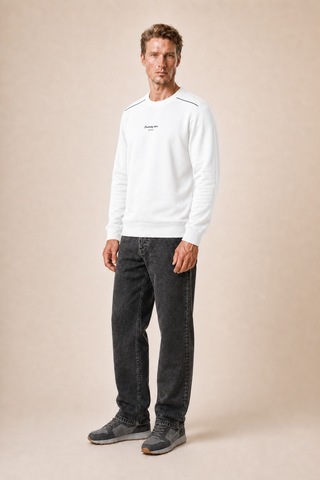 Redline Qwen Bisiklet Yaka Regular Fit Kışlık Sweatshirt Beyaz