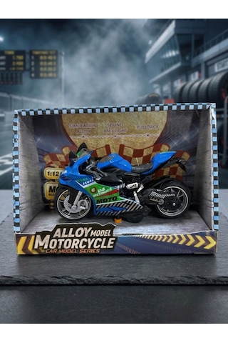 1:12 Ölçek Alloy Model Metal Motorsiklet Sesli Ve Işıklı Yarış Canavarı Oyuncak Motor Mavi