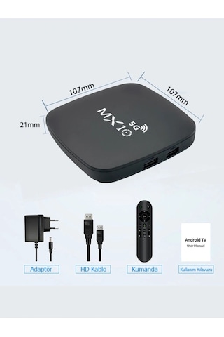 Mx10-5g Android Tv Box 4k Ultra Hd Mx Box S 5g Wifi Smart Tv Kutusu