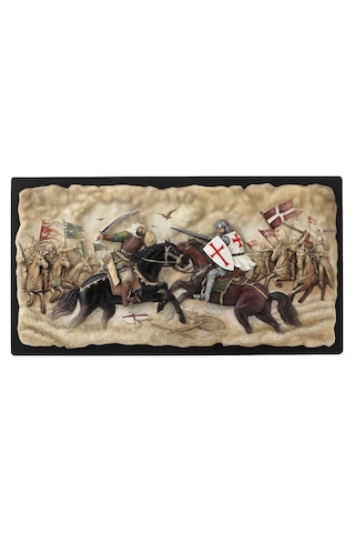 Veronese Koleksiyon Haçlı Müslüman Hıttin Savaşı Kabartma Tablet Figür 42x23cm