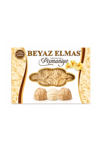Beyaz Elmas Büyük Boy Pişmaniye 250 Gr - Kakaolu Geleneksel Türk Pişmaniyesi - Tel Helva