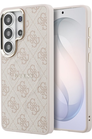 Galaxy Uyumlu S26 Ultra Kılıf Guess Lisanslı M-safe Uyumlu Pu Deri 4g Desenli Yazı Logolu Kapak Pembe Pembe