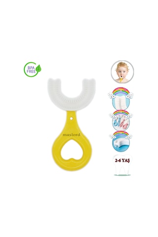 Mas Lord U Tipi Yeni Nesil Diş Fırçası - Sarı - Kalp Model  2-6 Yaş