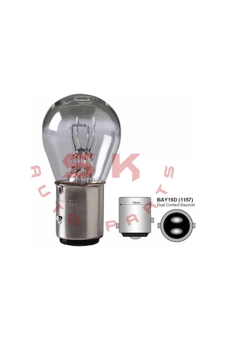 Skauto 10'Lu 12V 1016 P21-5W Çift Duy Park Stop Ampul BAY15D