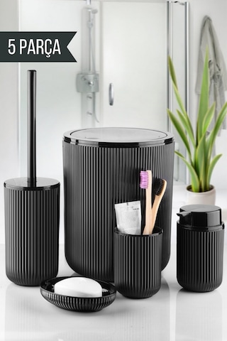 Nandy Home 5 Parça Banyo Seti Siyah Renk Siyah Nandy Home 5 Parça Banyo Seti Siyah Renk Siyah