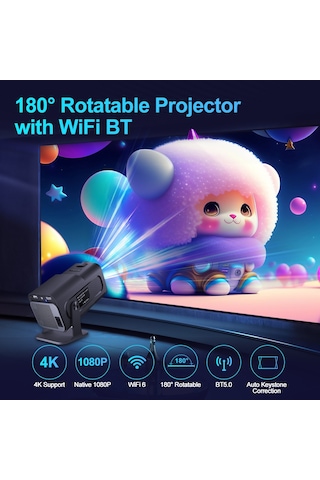 Hy320 1080p 390ansı 4k Android 11 Projektör Wifi 6 Bluetooth 5.0 Desteği Miracast / Airplay / Dlna Ab Tak