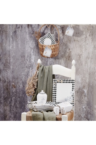 Korkmaz A8573 Link Collection 28 Parça Kare Kahvaltı Takımı Beyaz - Siyah