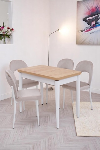 Damla Hilal Mdf Mutfak Masa Sandalye Takımı 60x100cm Kahve