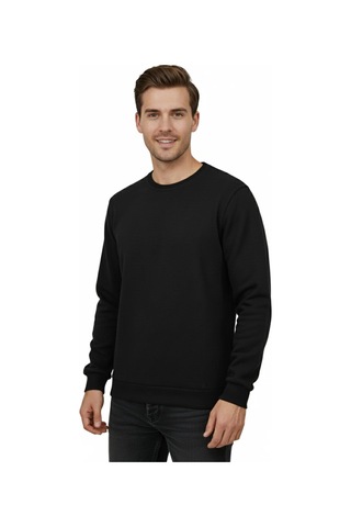 Baglan Erkek Sıfır Yaka Selanik Sweatshirt Regular Kalıp Bgl-st04870 Siyah