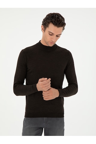 Cacharel Koyu Yeşil Slim Fit Kaşmir İpek Karışımlı Çeyrek Balıkçı Yaka Triko Kazak Yesıl