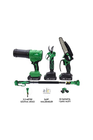 Dawreek BT0243 Dörtlü Budama Seti Ht Teleskopik 2.5M + Ağaç Budama + Bağ Makası + Turbo Fan